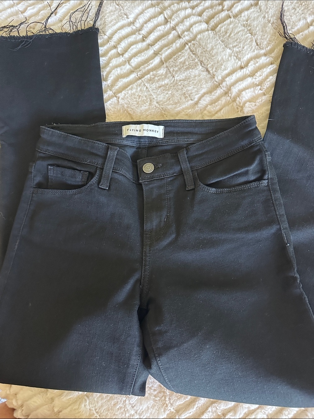 Flying Monkey Black Women's Raw-Hem Skinny Jeans